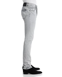 Slim Fit Alloy Studded Trim Jeans Gray