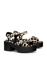 Tory Burch Women's Turnlock Calf Hair Lug Heel Platform Sandals