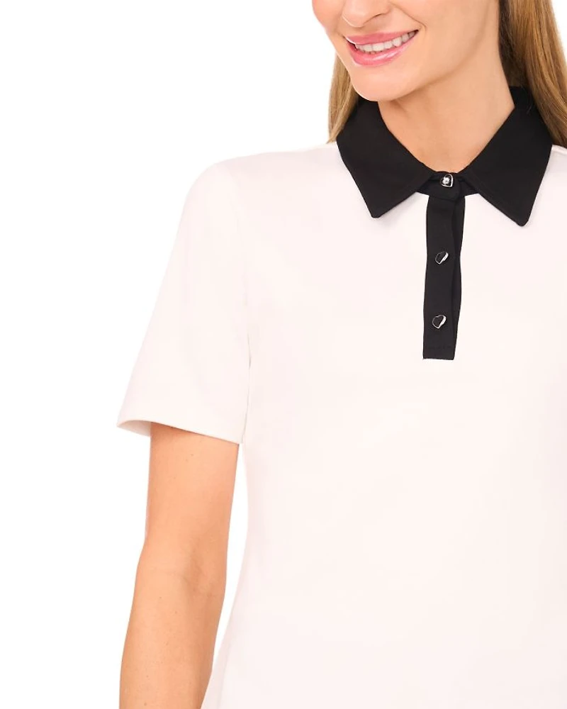 Contrast Polo Neck Tee