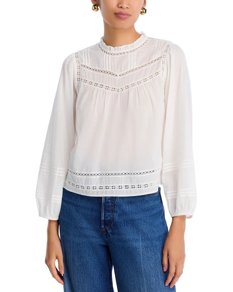 Reya Pintuck Open Lace Blouse