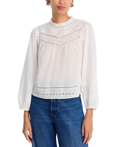 Reya Pintuck Open Lace Blouse