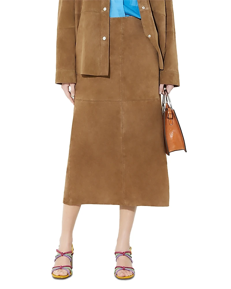 Max & Co. Suede Column Midi Skirt