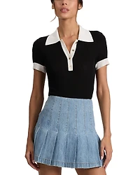 Alice and Olivia Martha Ribbed Knit Polo