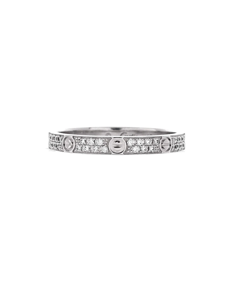 Pre-Owned Cartier Small Love Wedding Band Pave Diamonds Ring 18K White Gold and Diamonds