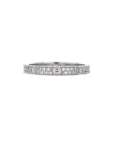 Pre-Owned Cartier Small Love Wedding Band Pave Diamonds Ring 18K White Gold and Diamonds