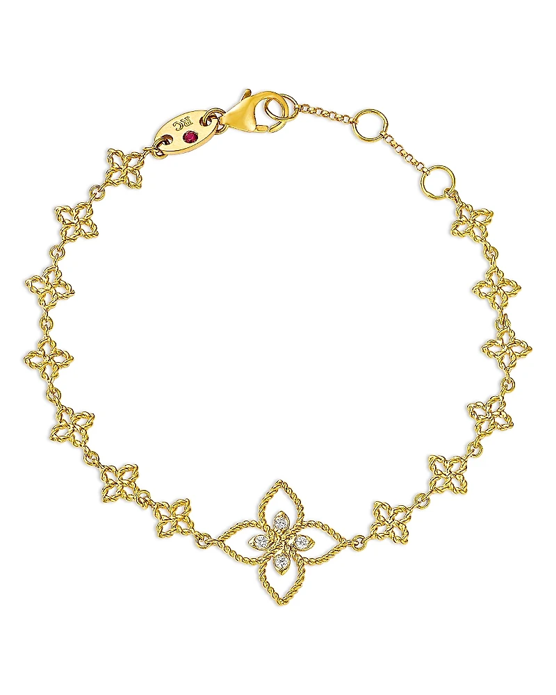 Roberto Coin 18K Yellow Gold Principessa Diamond Flower Link Bracelet