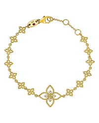 Roberto Coin 18K Yellow Gold Principessa Diamond Flower Link Bracelet