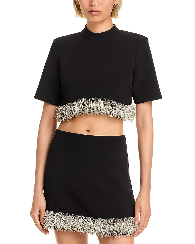 Simkhai Jalen Fringe Hem Cropped Top