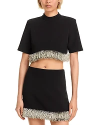 Simkhai Jalen Fringe Hem Cropped Top