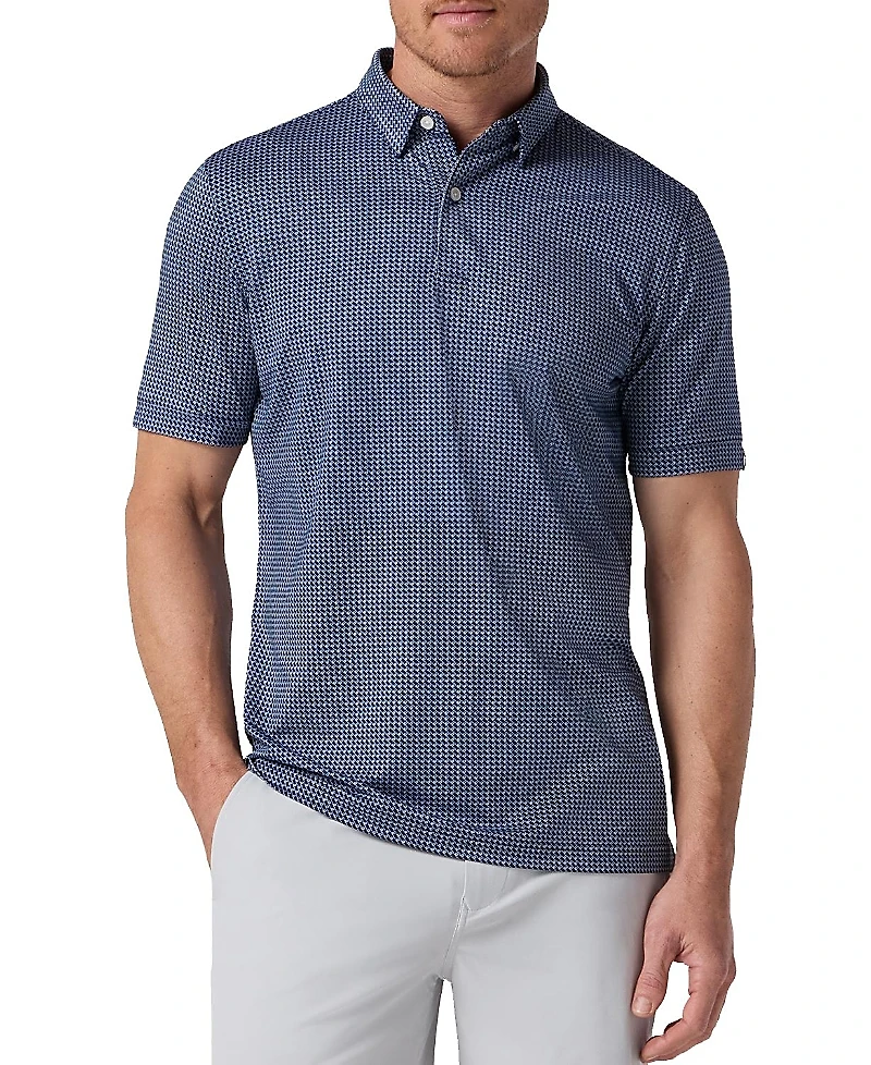 Mizzen+Main Halyard Short Sleeve Polo Navy Geo Twill