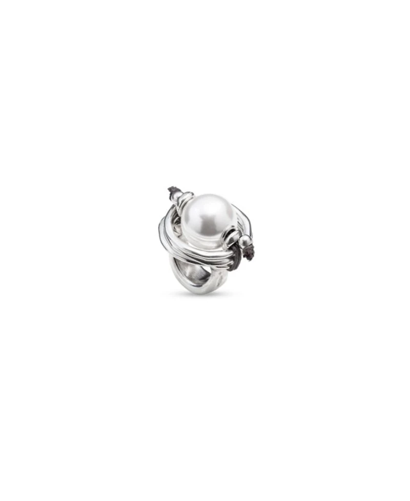 Sterling Silver-Plated Ring with Pearl