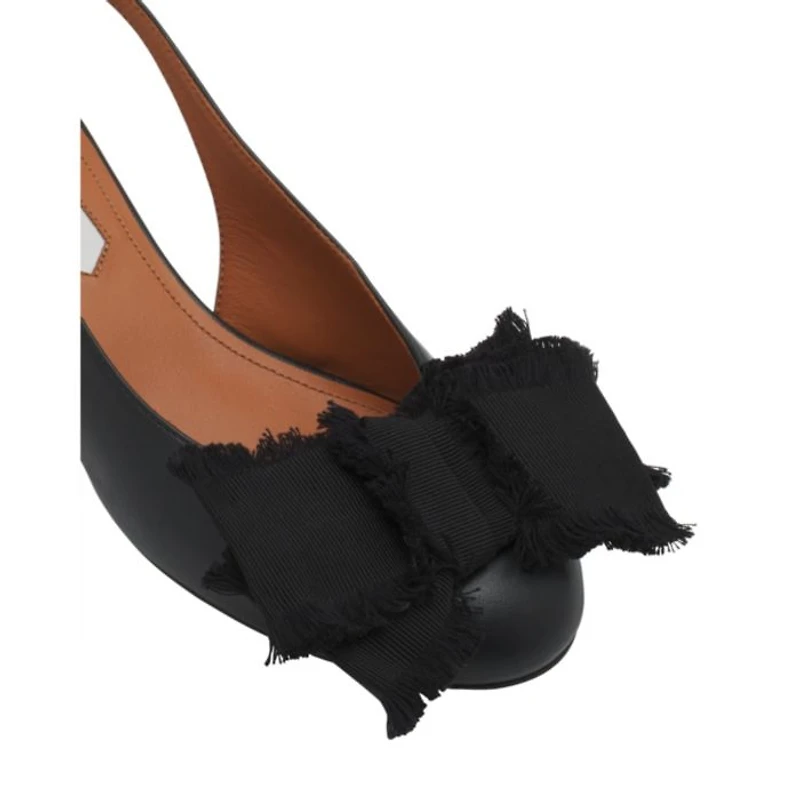 Women's Leather Heeled Slingback Ballerina