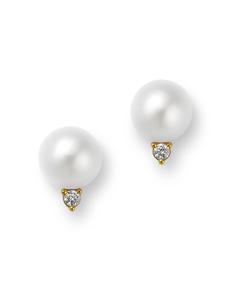Bloomingdale's Fine Collection Lab Grown Diamond & Cultured Freshwater Pearl Stud Earrings