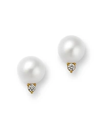 Bloomingdale's Fine Collection Lab Grown Diamond & Cultured Freshwater Pearl Stud Earrings