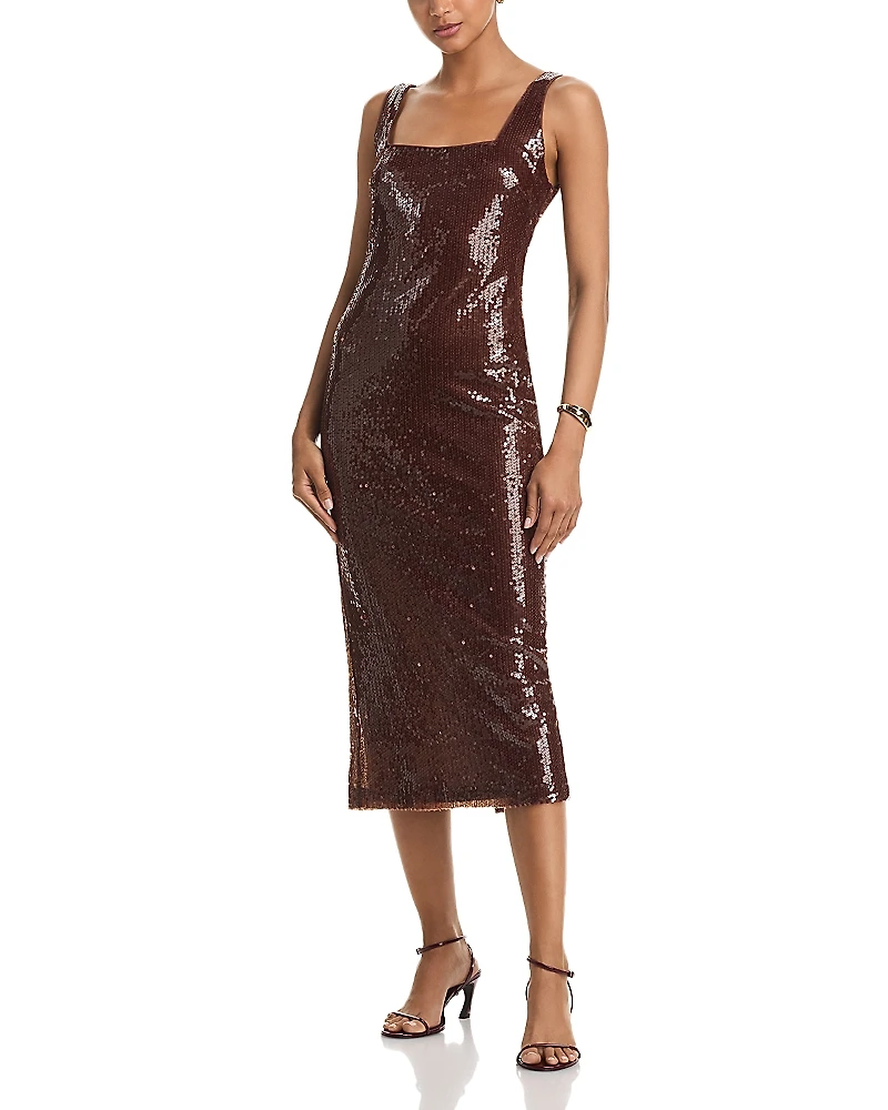 Aqua Sequin Midi Dress - Exclusive