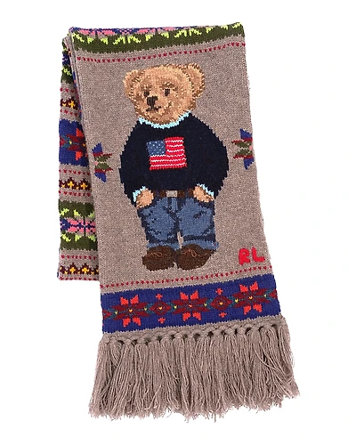 Polo Ralph Lauren Bear Intarsia Fair Isle Scarf