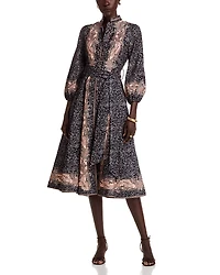 Nancy Yang Mandarin Collar Midi Dress