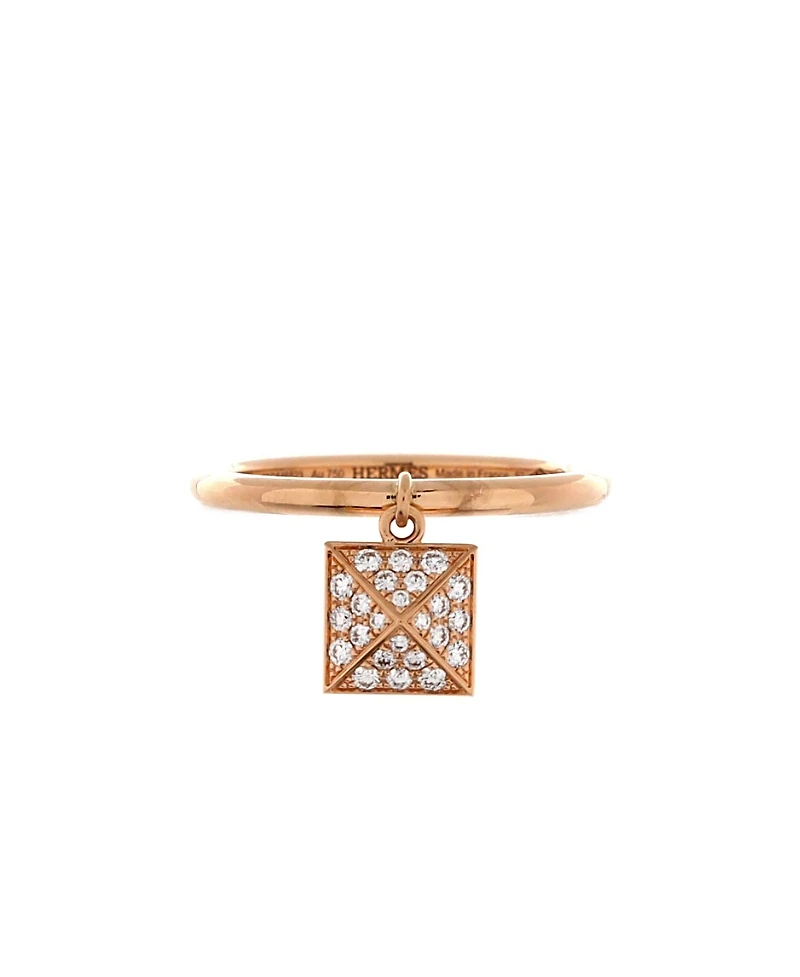 Pre-Owned HERMES Small Clou d'H Charm Ring 18K Rose Gold and Diamonds