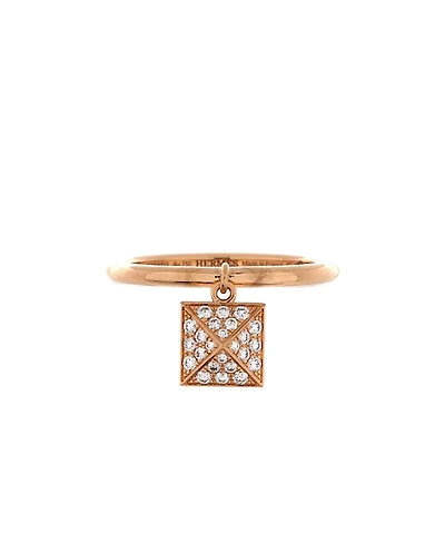 Pre-Owned HERMES Small Clou d'H Charm Ring 18K Rose Gold and Diamonds