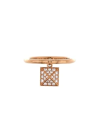 Pre-Owned HERMES Small Clou d'H Charm Ring 18K Rose Gold and Diamonds