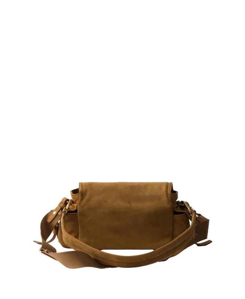 Explore Medium Suede Shoulder Bag With Flap