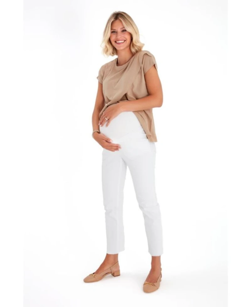 Graceful Non-Denim Foldover Waistband Maternity Pants