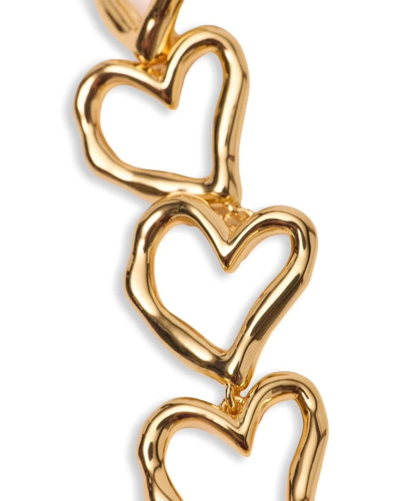 Asymmetric Heart Earrings, 0.6"L & 2.2"L