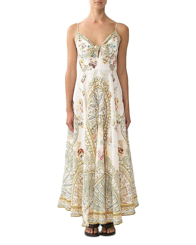 Camilla Linen Brocade Print Dress