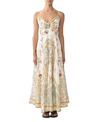 Camilla Linen Brocade Print Dress