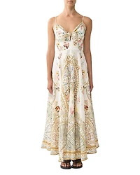 Camilla Linen Brocade Print Dress