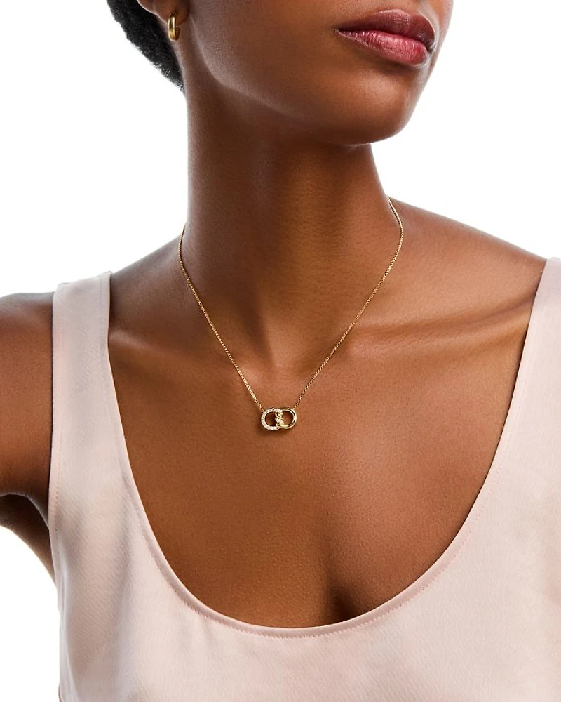 18K Yellow Gold Cialoma Diamond Intertwined Circle Pendant Necklace, 16-18"