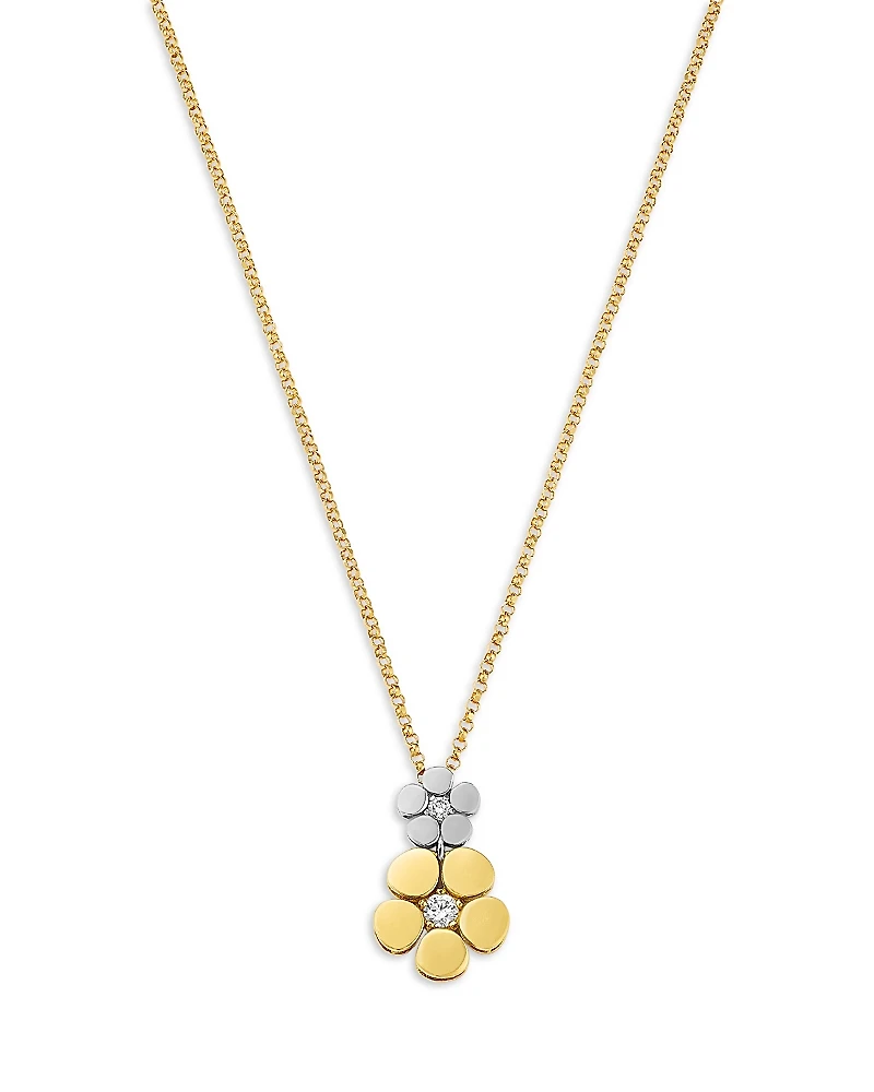 Roberto Coin 18K White & Yellow Gold Daisy Diamond Pendant Necklace, 15-17