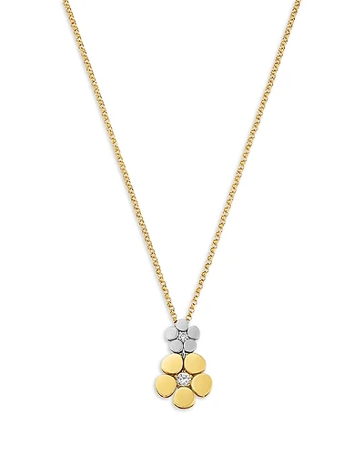Roberto Coin 18K White & Yellow Gold Daisy Diamond Pendant Necklace, 15-17