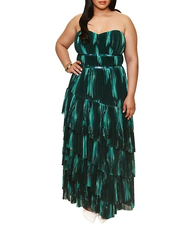 Plus Lanza Strapless Tulle Gown