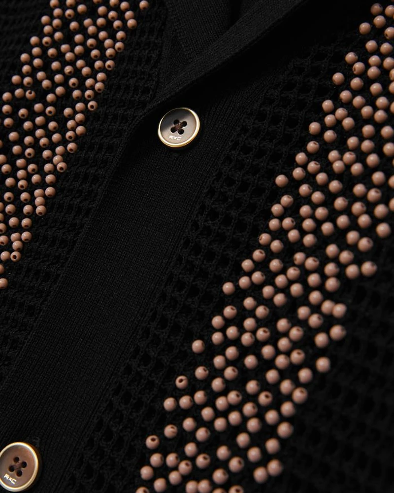 Che Accra Mesh Beaded Camp Shirt