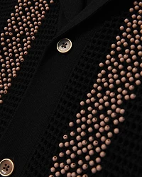 Che Accra Mesh Beaded Camp Shirt