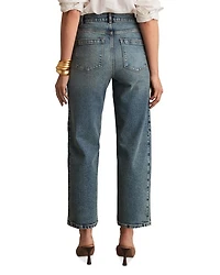 Petites Molly High Rise Barrel Jeans Mid Blue