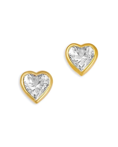 Bloomingdale's Fine Collection Certified Lab Grown Diamond Heart Bezel Stud Earrings