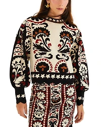 Farm Rio Winter Tapestry Stripes Sweater