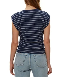 Joni Striped Power Shoulder Top