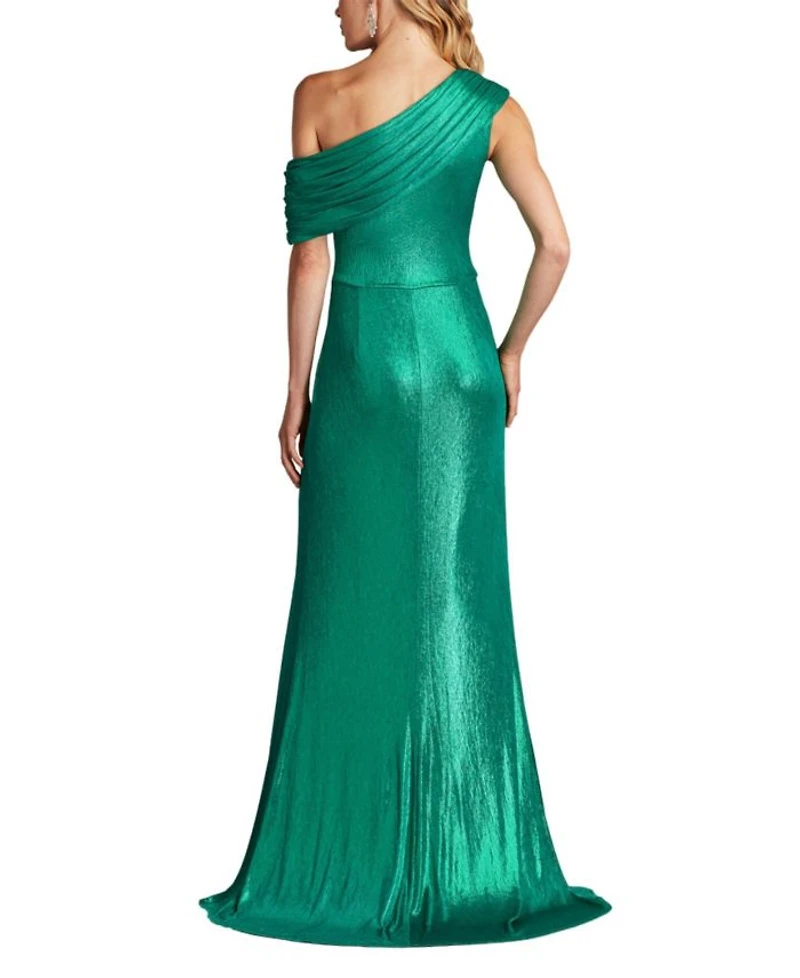 Boise Metallic Waterfall Flounce Gown