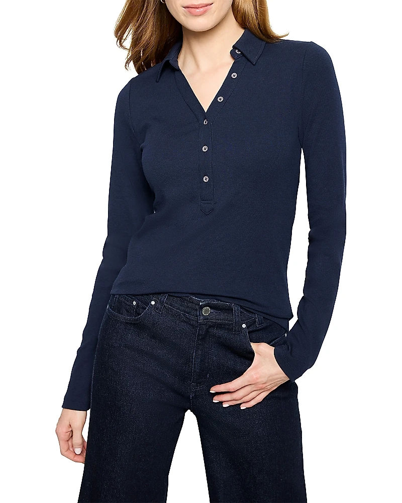 Nic+Zoe Perfect Knit Ribbed Polo Top