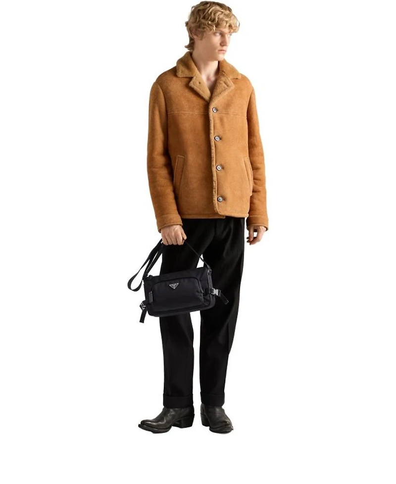 Re-Nylon and Saffiano Leather Shoulder Bag