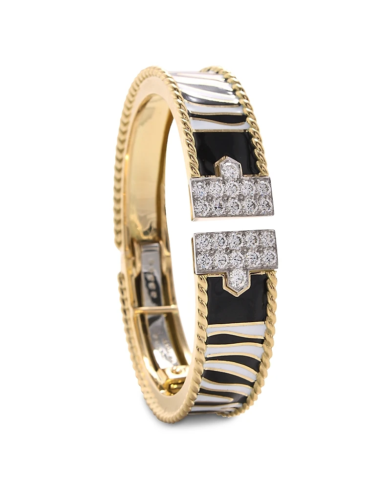 David Webb Diamond Rope Lane Zebra Stripe Cuff Bracelet
