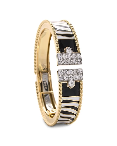David Webb Diamond Rope Lane Zebra Stripe Cuff Bracelet