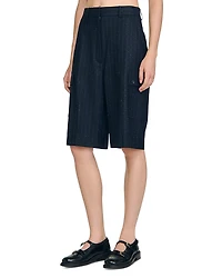Sandro Rhinestone Pinstripe Long Shorts