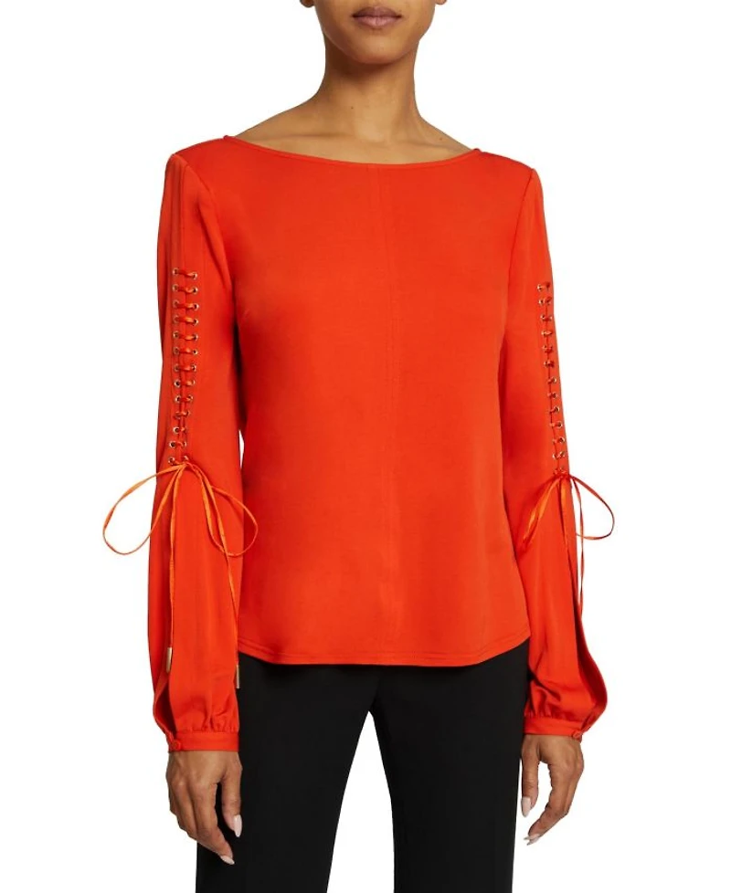 LIVI Long Sleeve Top with Grommet Detail Luxury Jersey