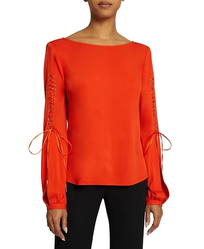 LIVI Long Sleeve Top with Grommet Detail Luxury Jersey