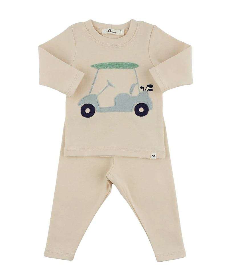 oh baby! Boys' Golfcart Sea Applique 2-Piece Tee and Pant Set - Baby