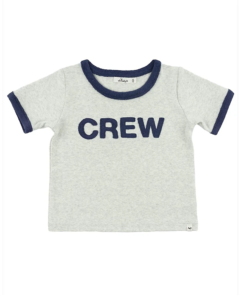 oh baby! Unisex Crew Applique Billie Slub Ringer Tee